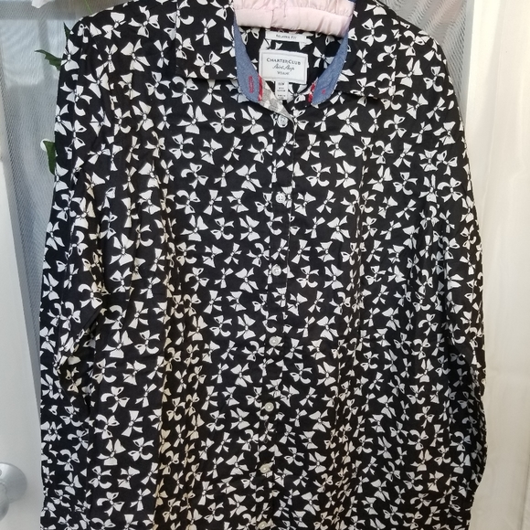 100% Cotton Long Sleeve Button-Up  Blouse  18W - Picture 4 of 7